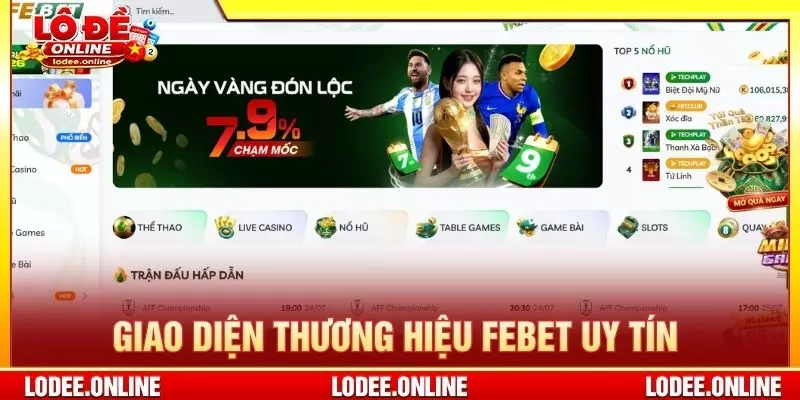 Giao diện thương hiệu Febet uy tín